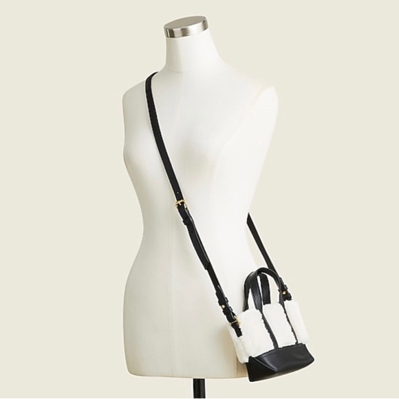 J. Crew Mini Montauk tote in sherpa and leather